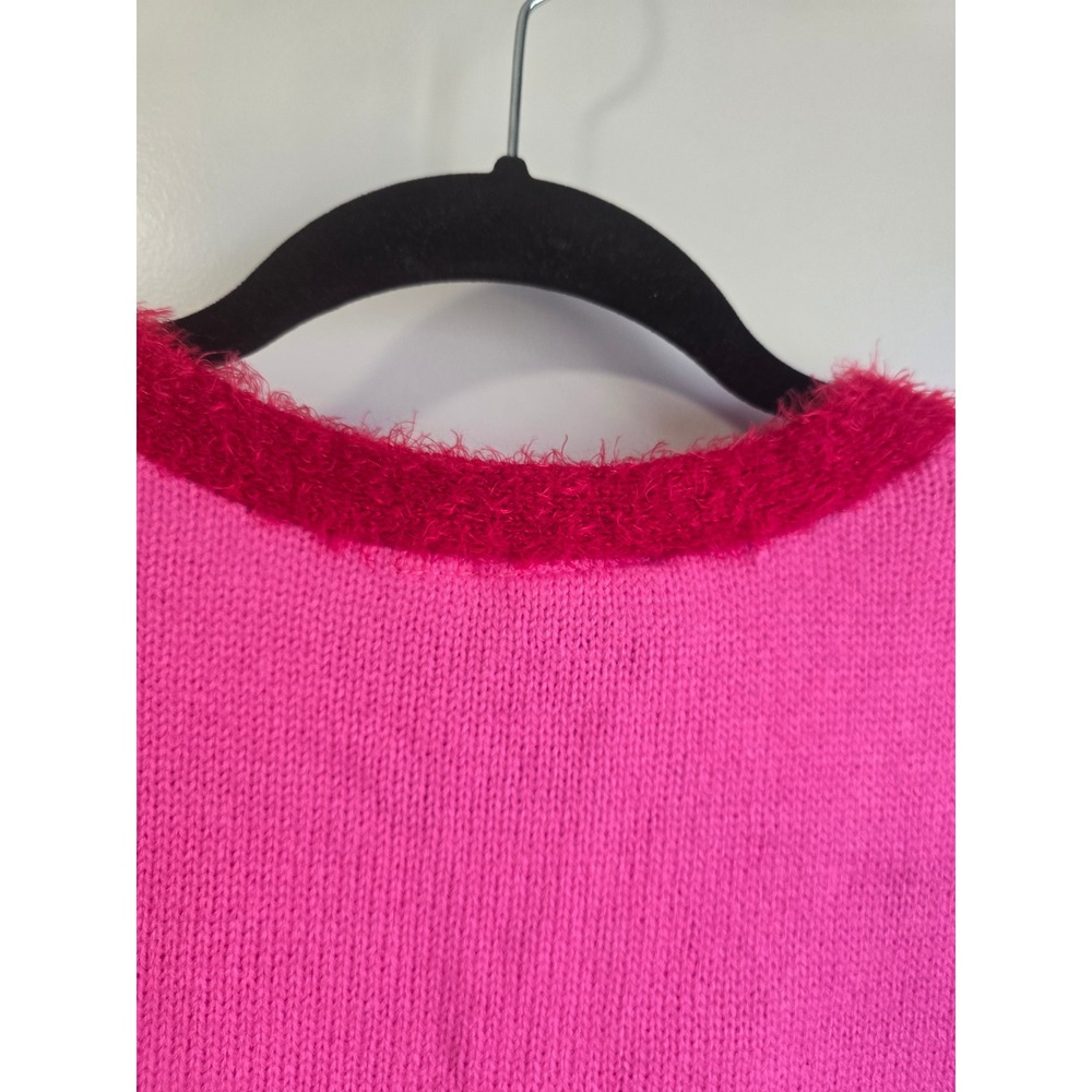 NWOT Strawberry Shortcake Pink Knit Sweater Vest Embroidered Heart Sequin Med - Picture 11 of 14
